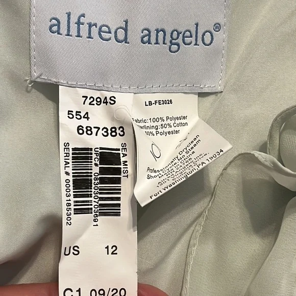 NWT Alfred Angelo COCKTAIL DRESS Spaghetti Straps SEA MIST BLUE GREEN 7294S - Picture 9 of 10